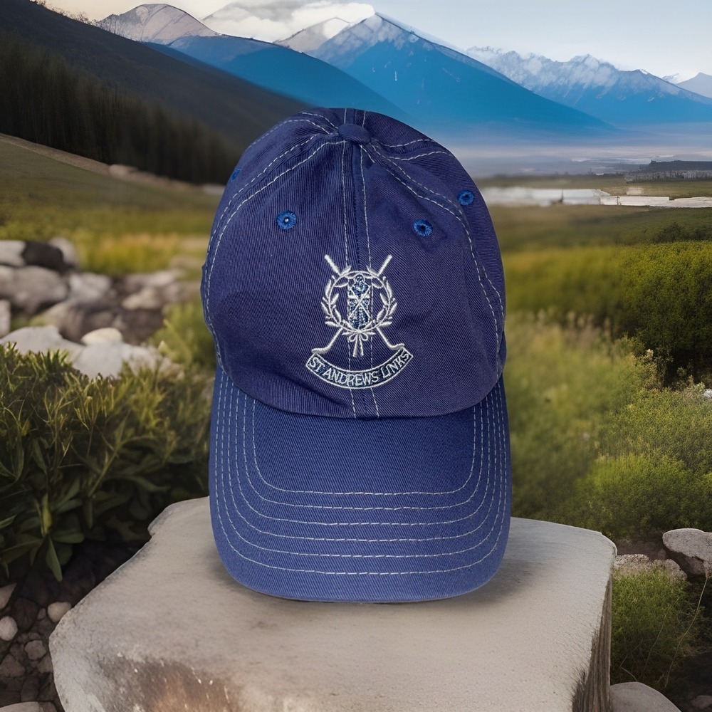 St Andrews Links Tartan Strapback Baseball Cap Blue One Size Adjustable 6 Panel‎